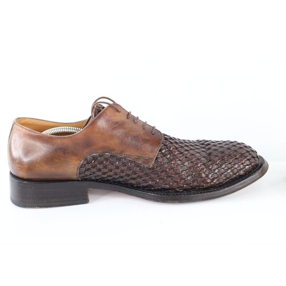 Bruno Magli Mens Size 11 M Braided Leather Oxford Dress Shoes Brown Italy Made main image 2